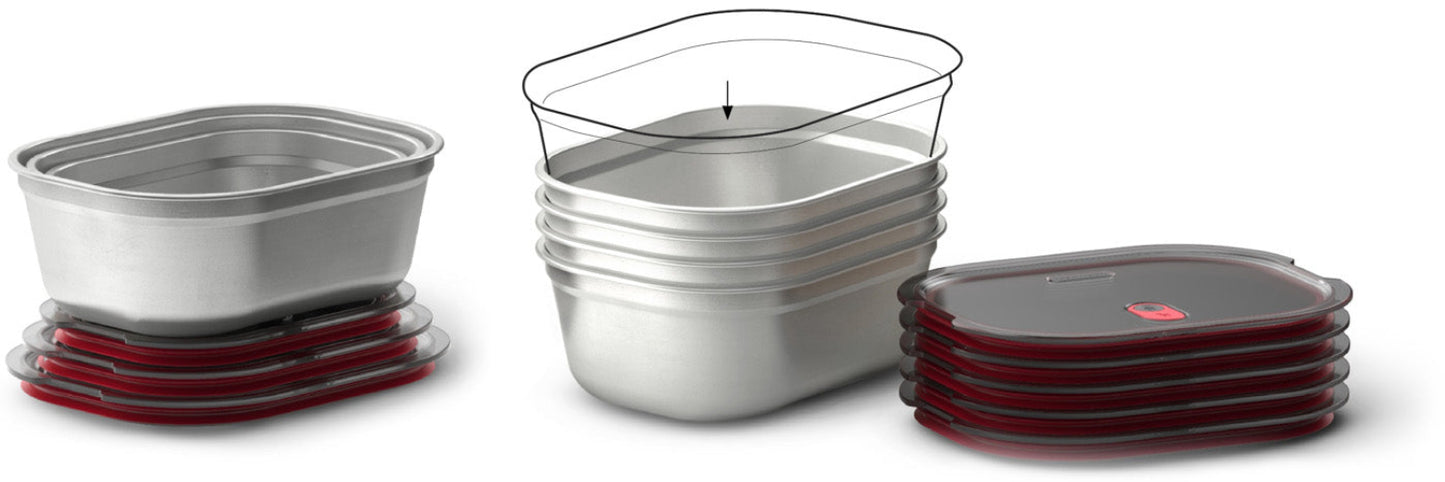 Multifunktions Frischhaltedose aus Edelstahl, 3 x 900 ML