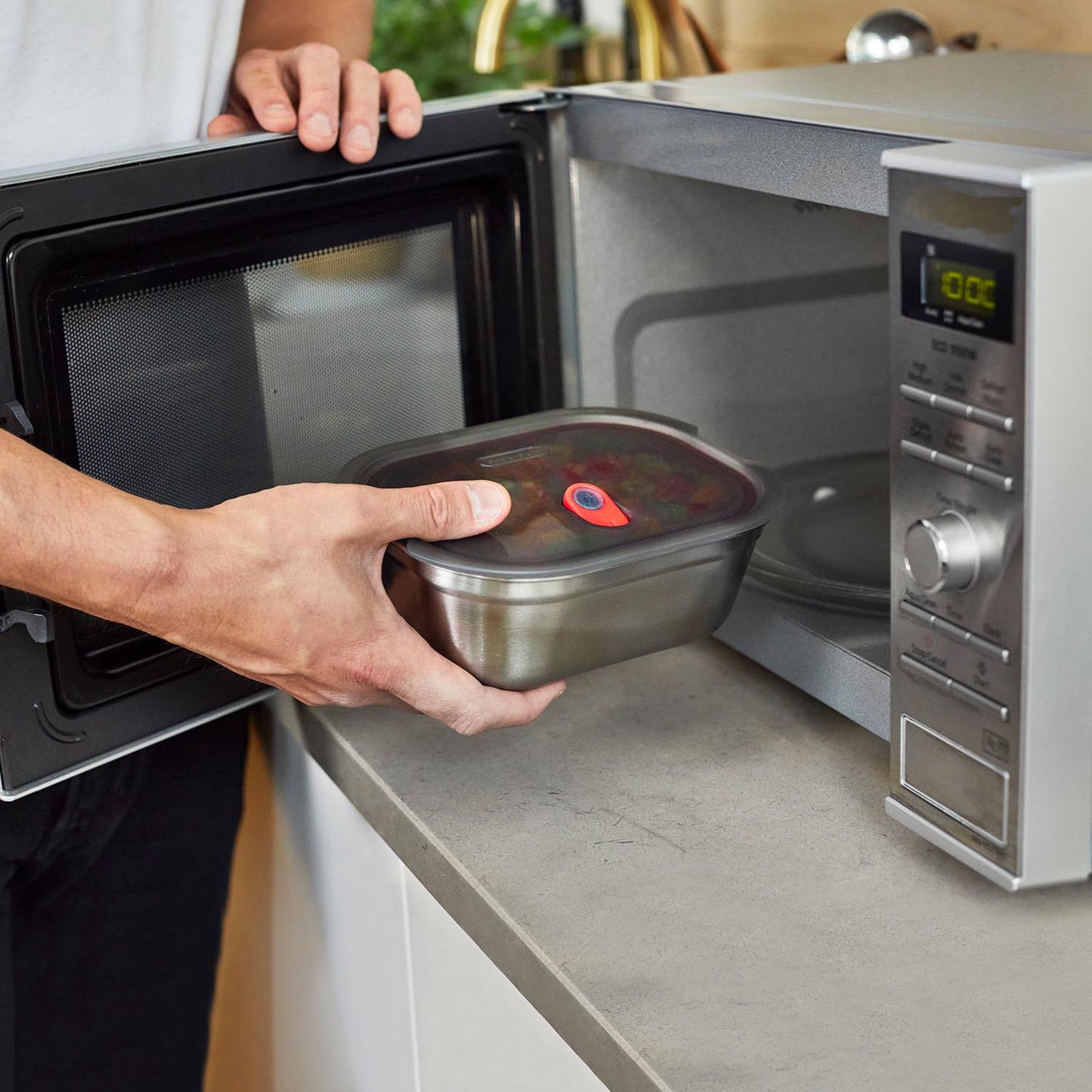 Meal Prep Lunchbox aus Edelstahl, rechteckig, 900 ML