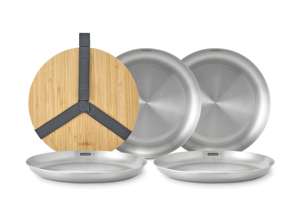 Picknick Teller Set aus Edelstahl, 4-tlg