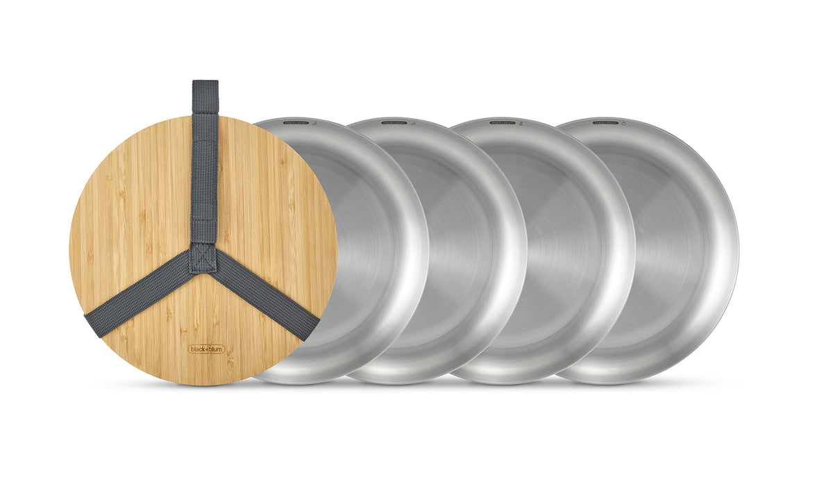 Picknick Teller Set aus Edelstahl, 4-tlg. -  - Black-Blum DE