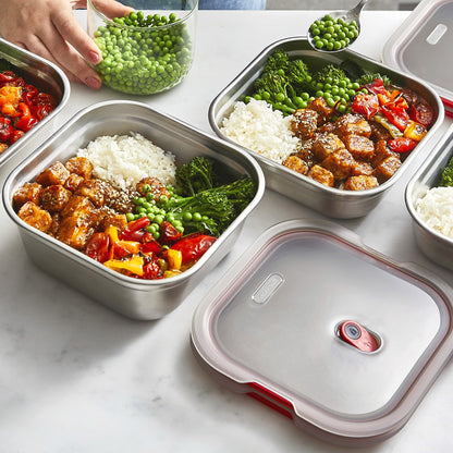 Meal Prep Lunchbox aus Edelstahl, quadratisch, 1,4 L
