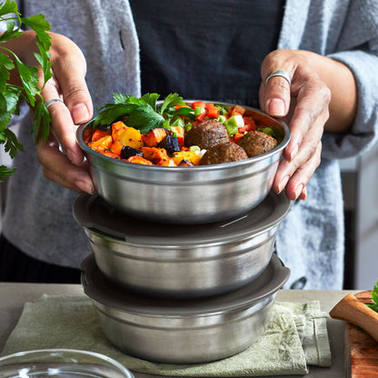 Multifunktionsbox aus Edelstahl, rund, 650 ML