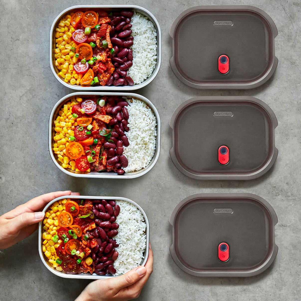 Multifunktionsbox aus Edelstahl, rechteckig, 600 ML - Lunchboxen - Black-Blum DE