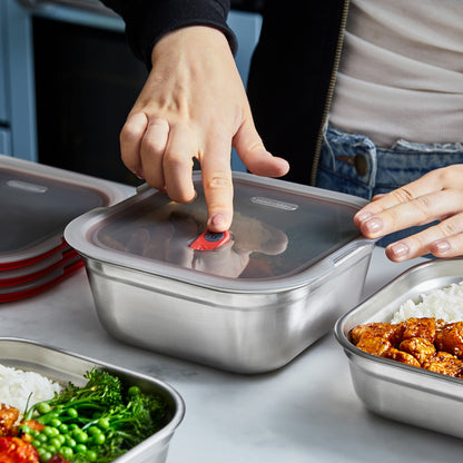 Meal Prep Lunchbox aus Edelstahl, quadratisch, 1,4 L