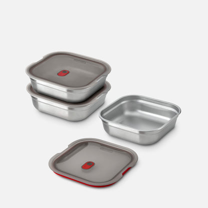 Multifunktionsbox aus Edelstahl, quadratisch, 1,1 L - Lunchboxen - Black-Blum DE
