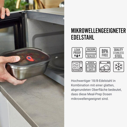 Multifunktionsboxen aus Edelstahl, rechteckig, 3 x 900 ML